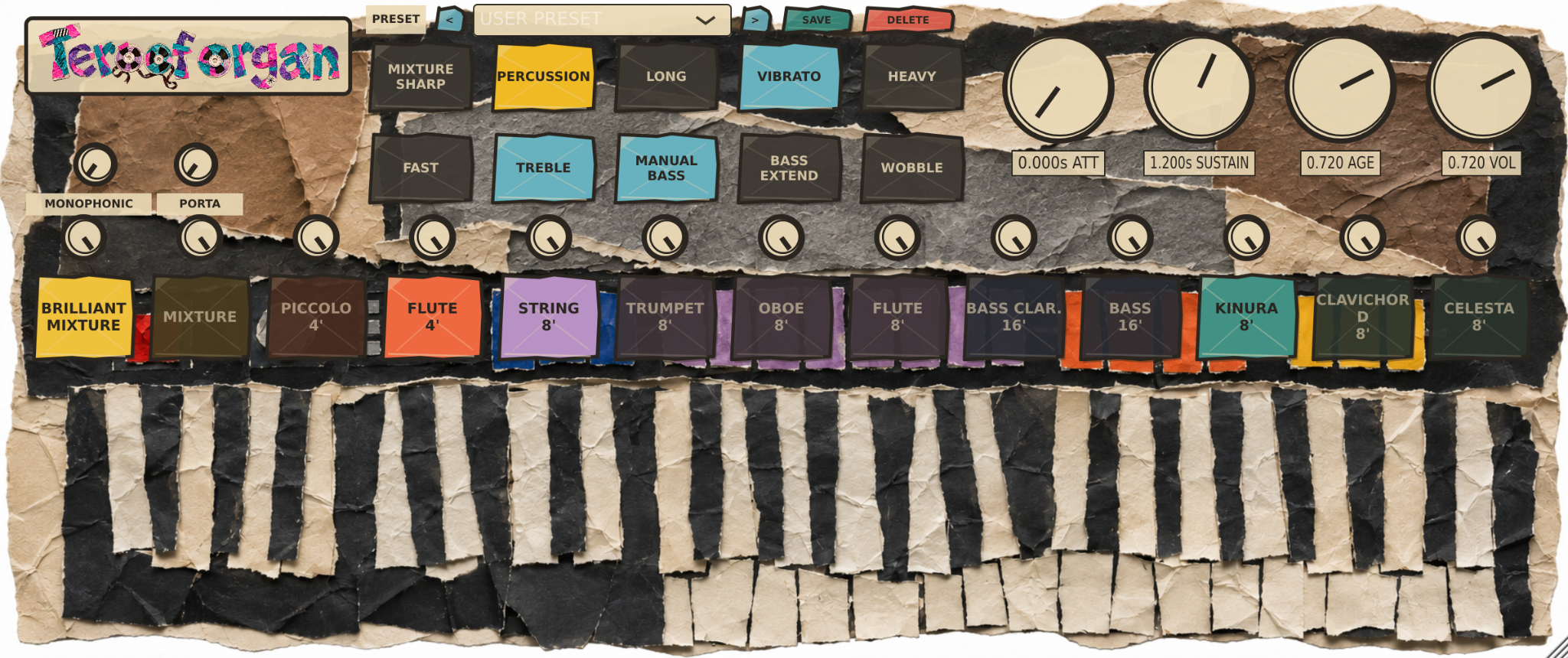 Teroof Organ plugin interface